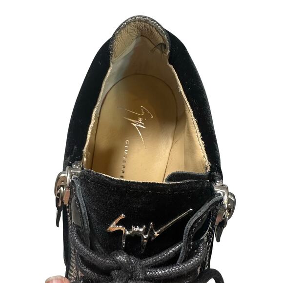 Giuseppe Zanotti Addy Wedge Sneaker Black Patent Leather / Velvet - Picture 5 of 11